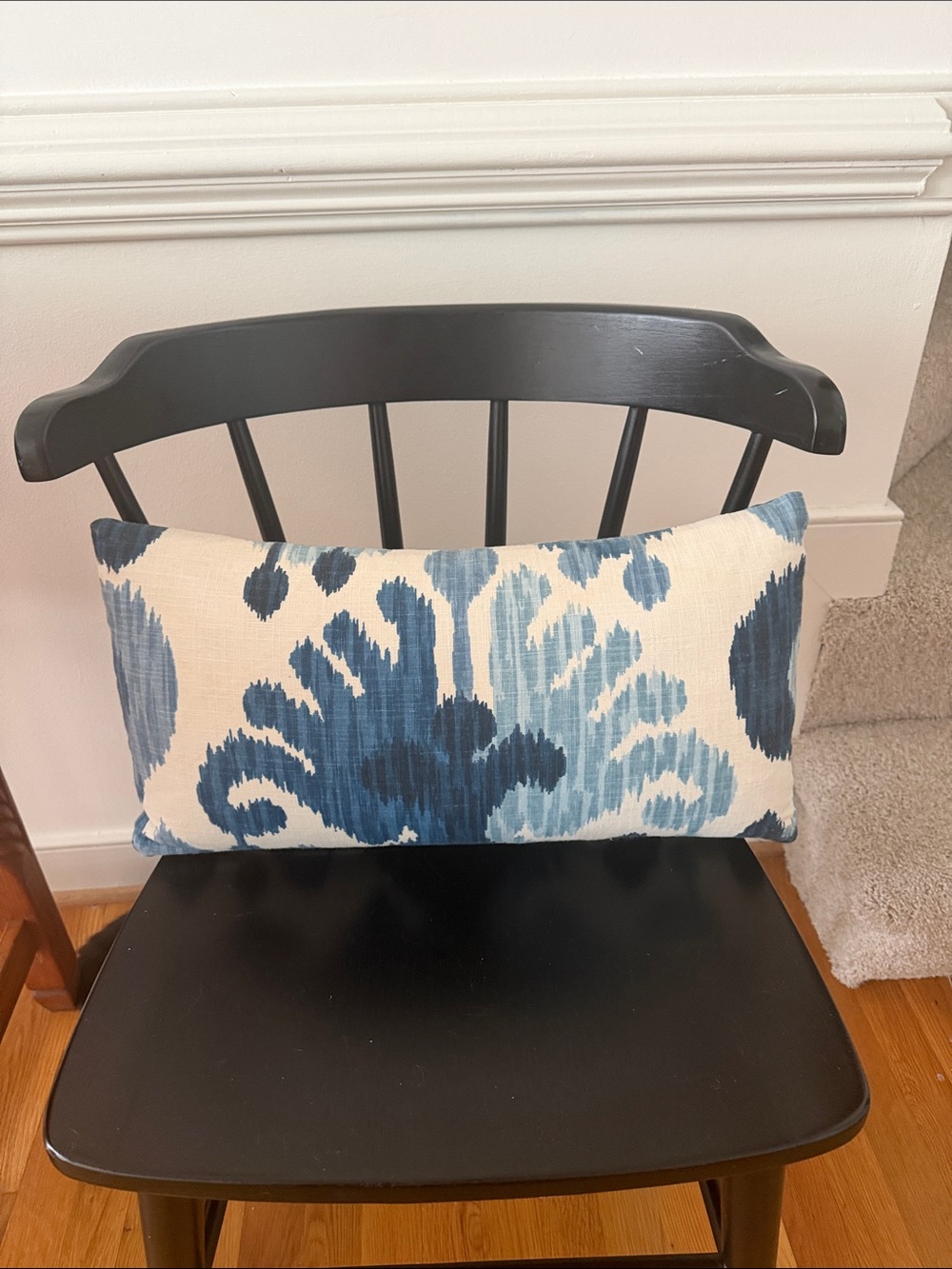 Blue Floral Lumbar Accent Pillow - Unbranded